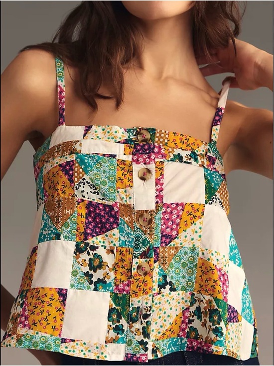 Pilcro Tops - Anthropologie Pilcro Patchwork Button-Front Boxy Top NWT XS $98
